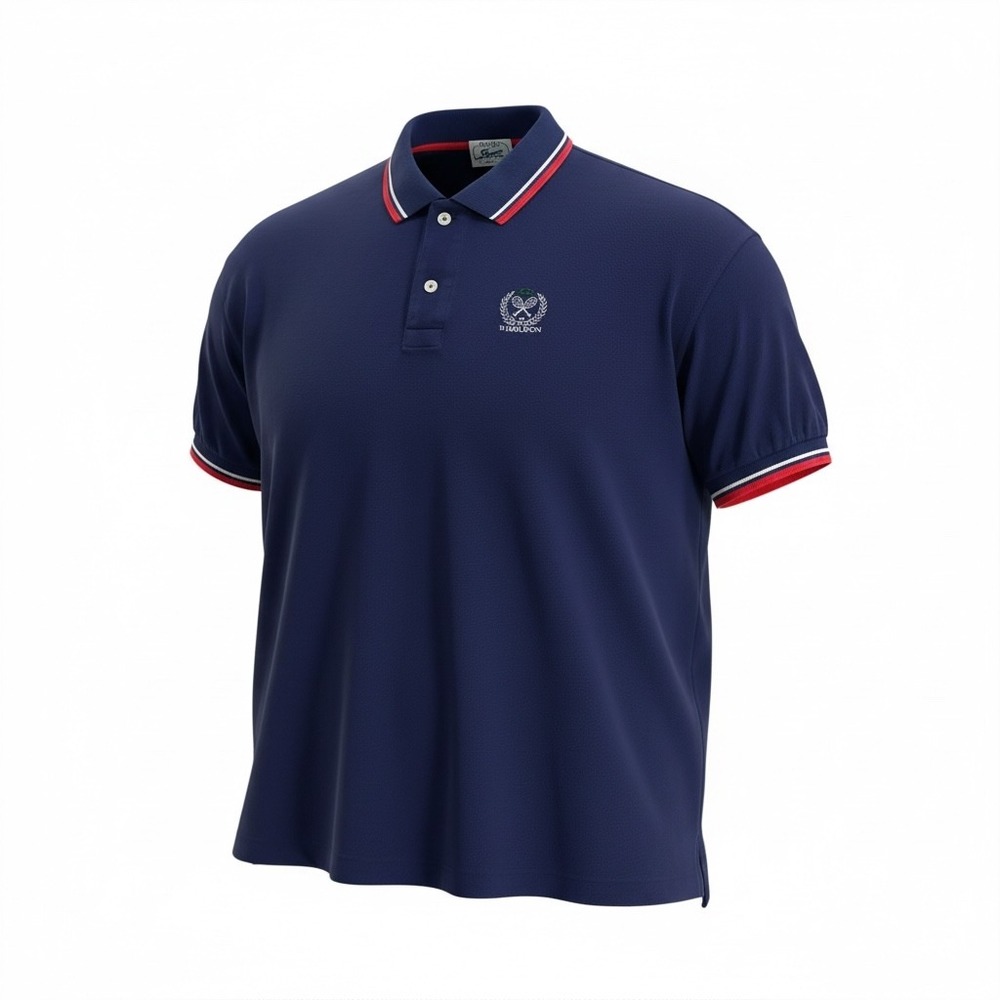 Vintage Izod Lacoste Mens XL Navy Blue Tennis Crest Polo Shirt Striped‎ Trim
